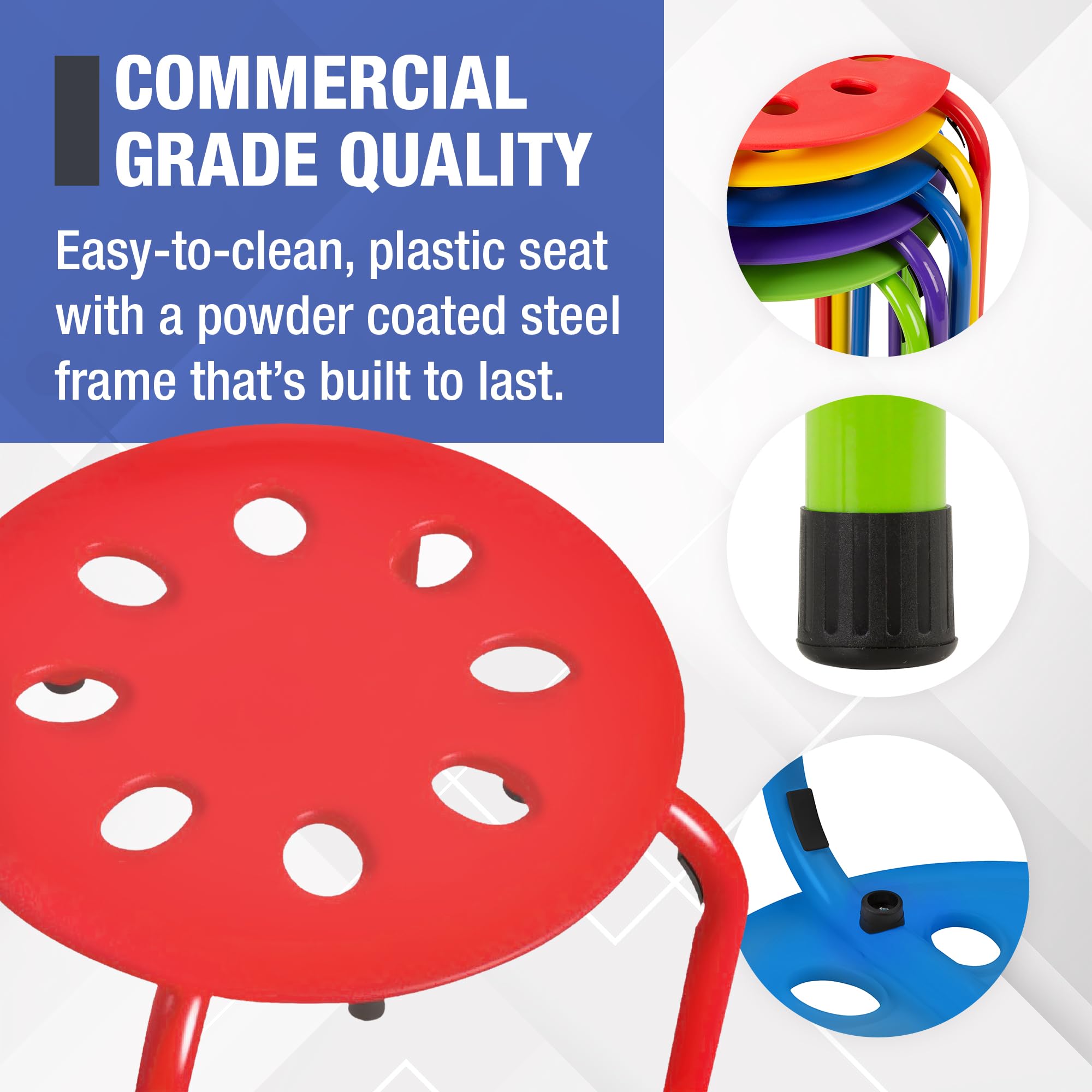 Stacking Stools Set of 5 - Portable Classroom and Office Seating