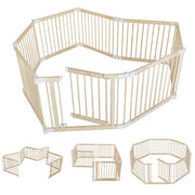 Foldable Wooden Baby Playpen Large Play Yard for Babies and Toddlers