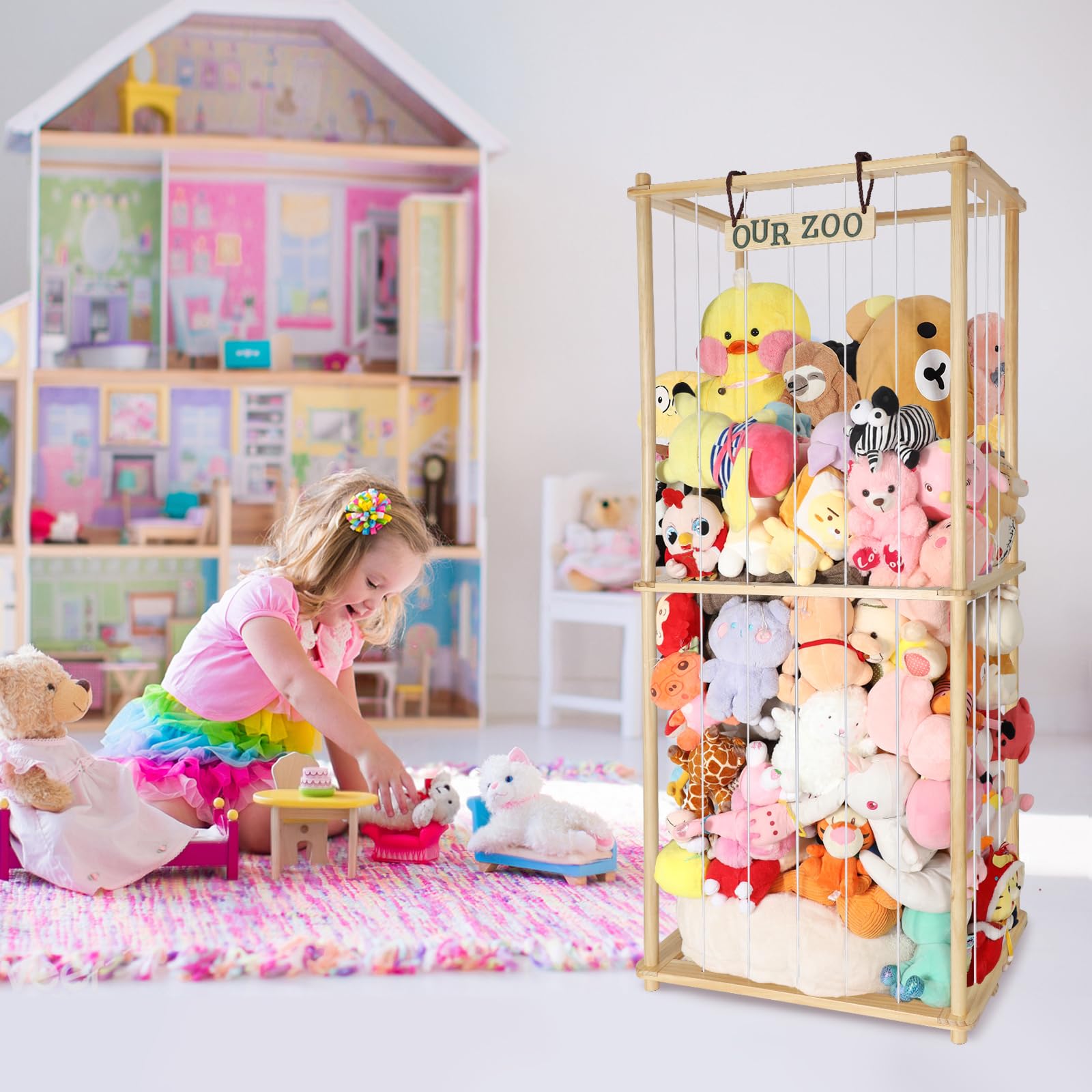 Large Stuffed Animal Storage Organizer with Elastic Cord