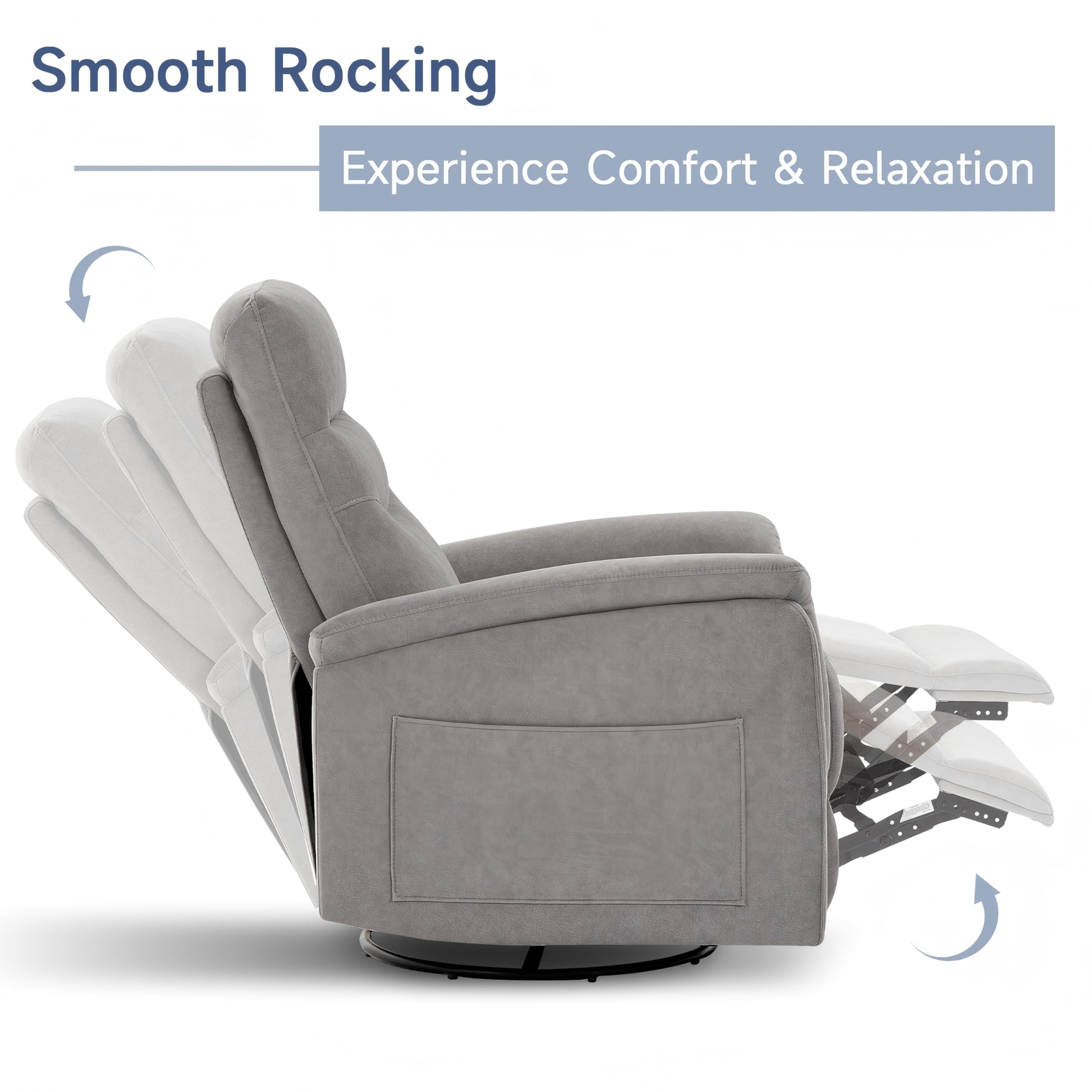 360° Swivel Glider Rocking Chair with Deep Seat Recliner