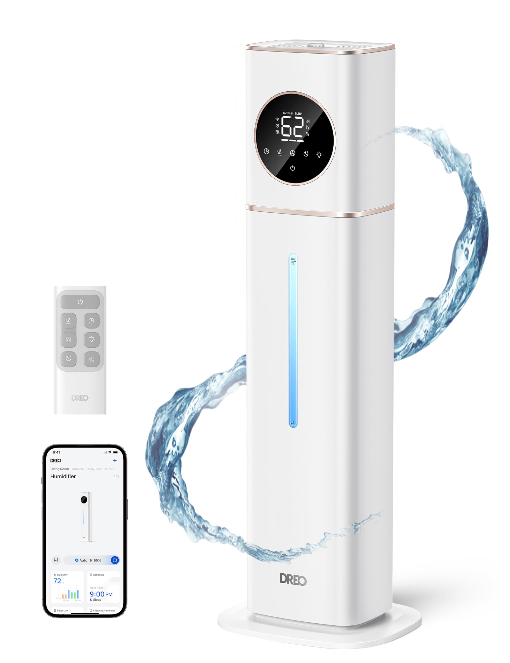 11L Smart Humidifier Large Room 700 ft², 100H Cool Mist Air Humidifiers for Bedroom