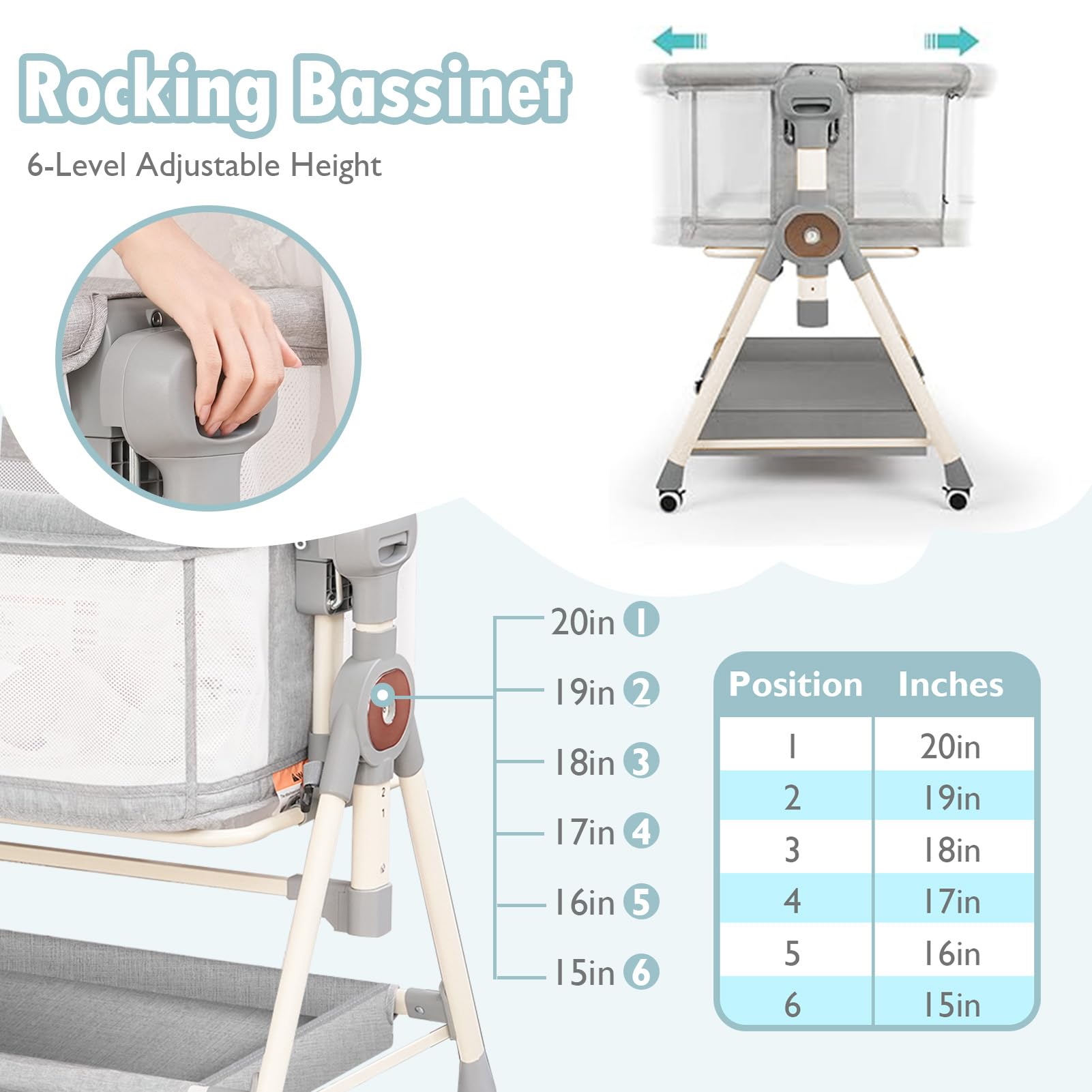 3-in-1 Rocking Bassinet with Musical Toys