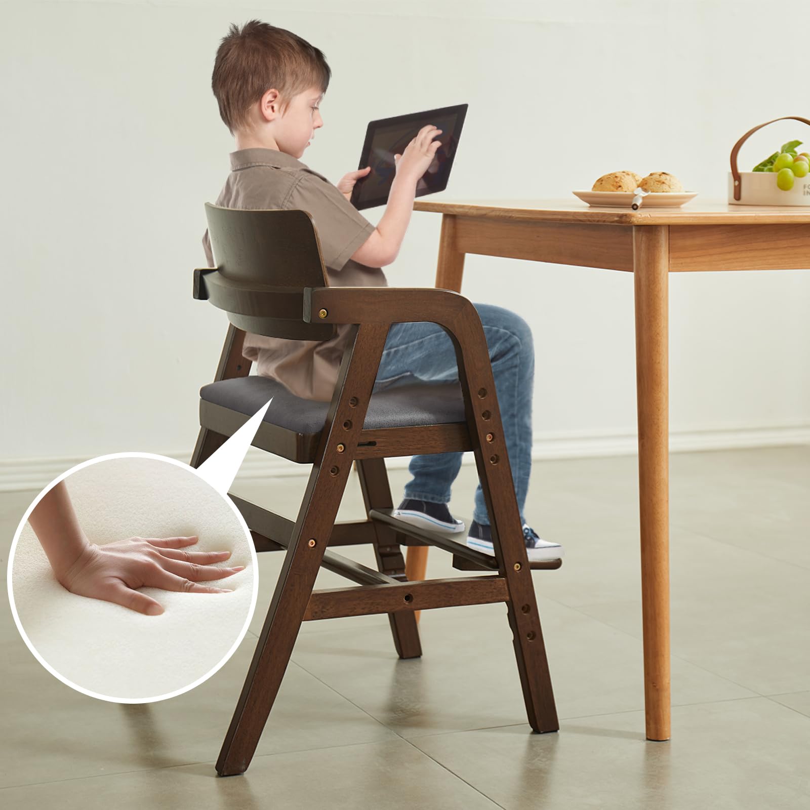 Solid Wood high Chairs for Toddlers,High Chair Grows with Kid for Dining
