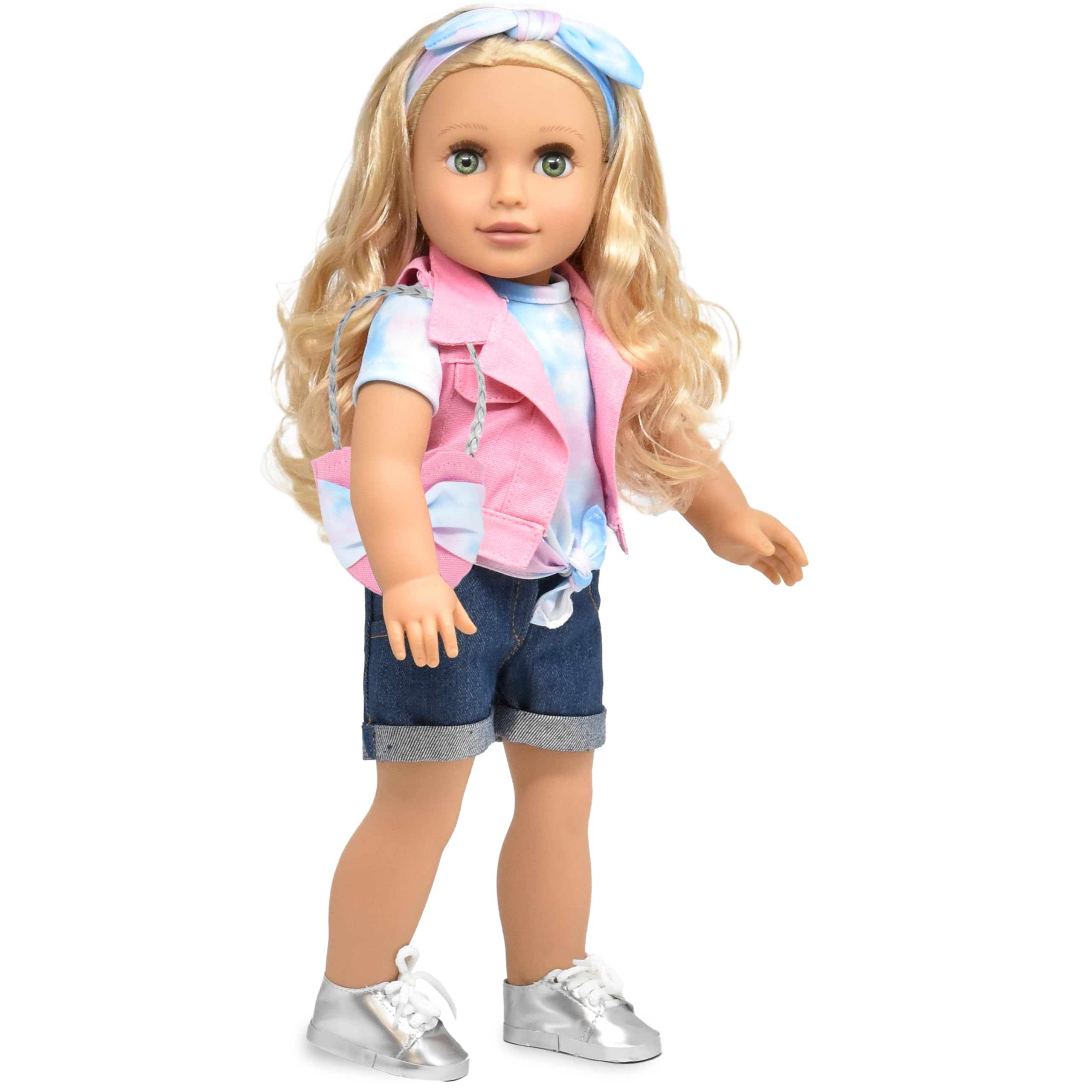 18 Inch Girl Doll, Fashion Doll with Fine Blond Hair for Styling Clothes Shoes