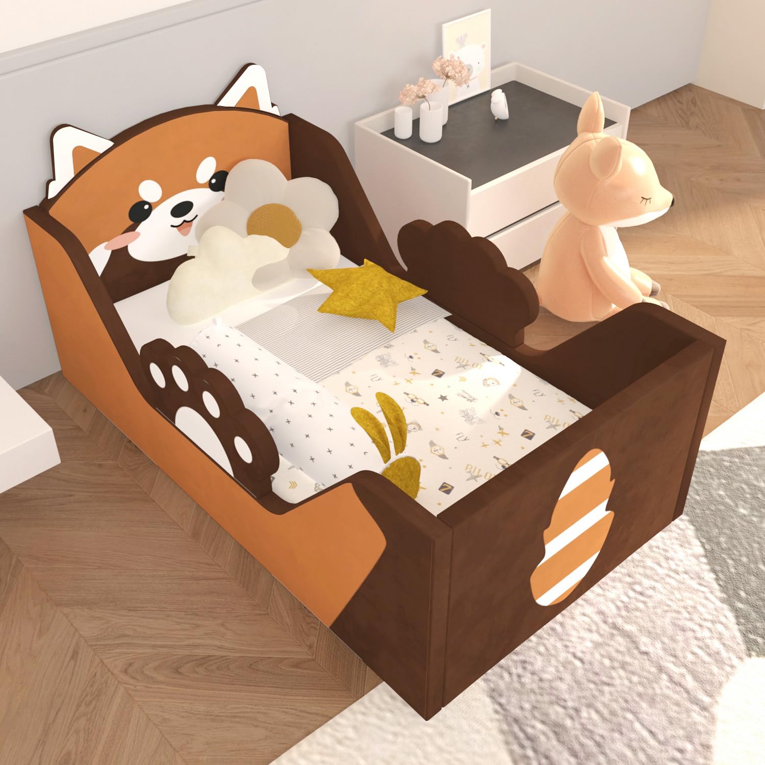 Animal Toddler Bed with Safety Rails - Standard Crib Size