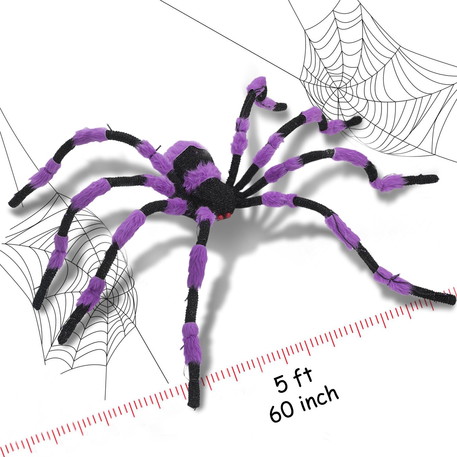 Decorations, 60” Big Black Lighted Halloween Spider with Red Eyes