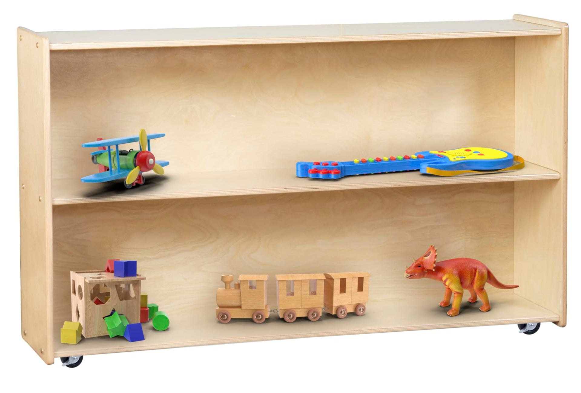 2 Shelf Montessori Horizontal Bookcase with Wheels (47" Width) |Bookshelf