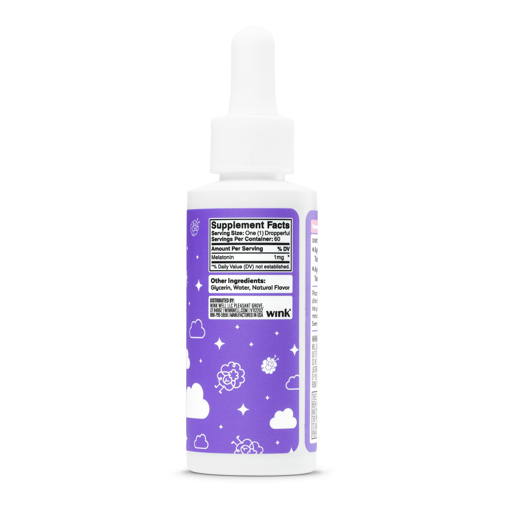 Wink Well Kids Liquid Melatonin Drops- Natural Baby Sleep Drops
