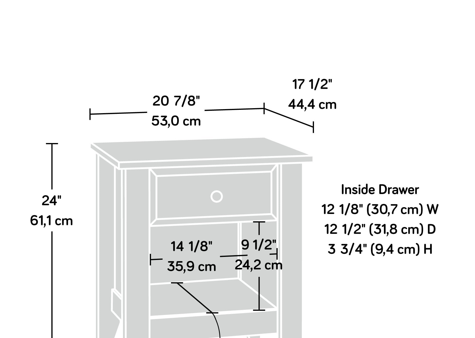 Nightstand with Drawer and Shelf