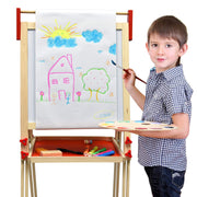 Number 1 in Gadgets Deluxe Standing Art Easel, Dry-Erase Board Chalkboard Magnetic Whiteboard Paper Roll and Accessories, Ultimate All-in-One Wooden Kid's Art Easel