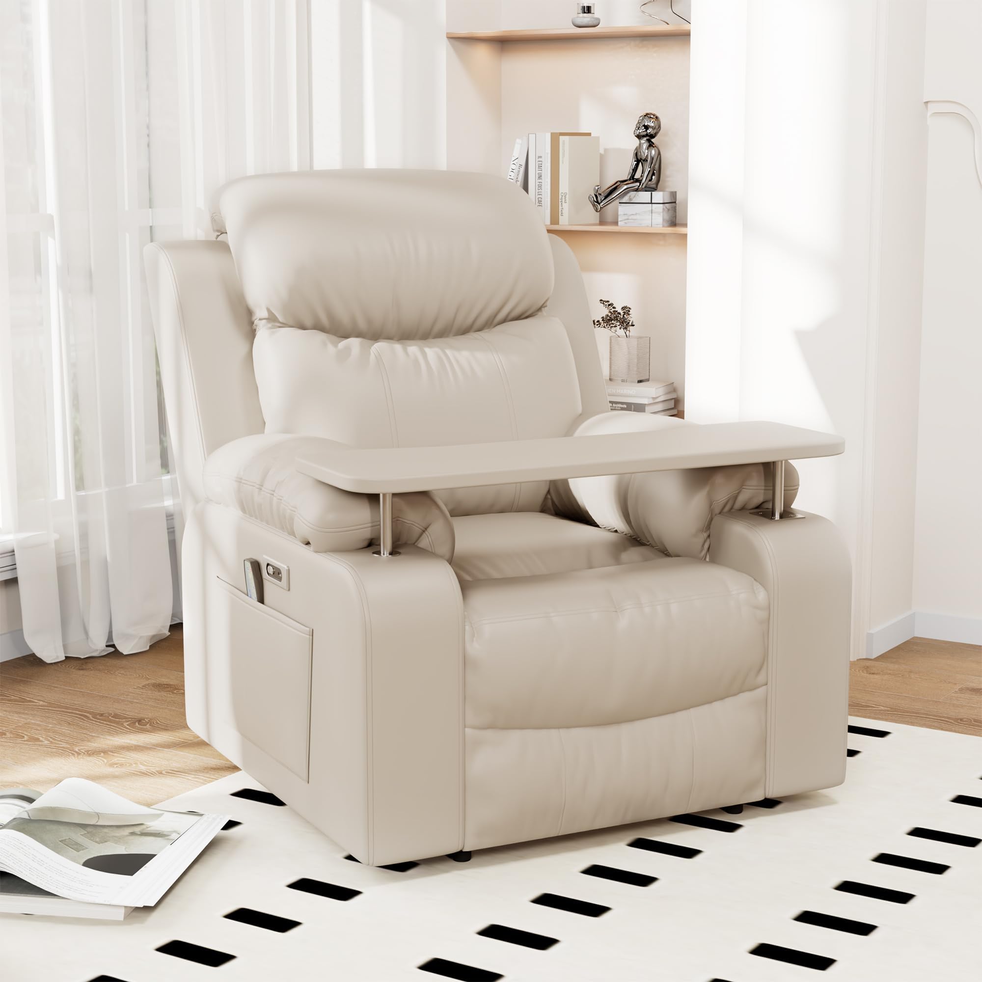Recliner Chair with Rotating Table, Nursery Reclining Sofa Chair