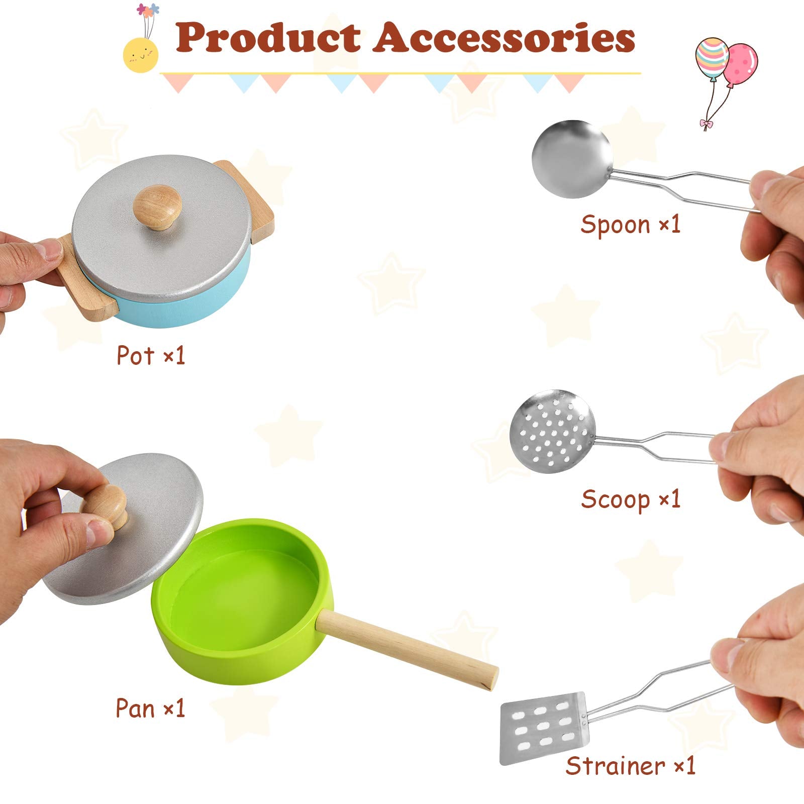 Wooden Kids Kitchen Playset with Sink and Stove