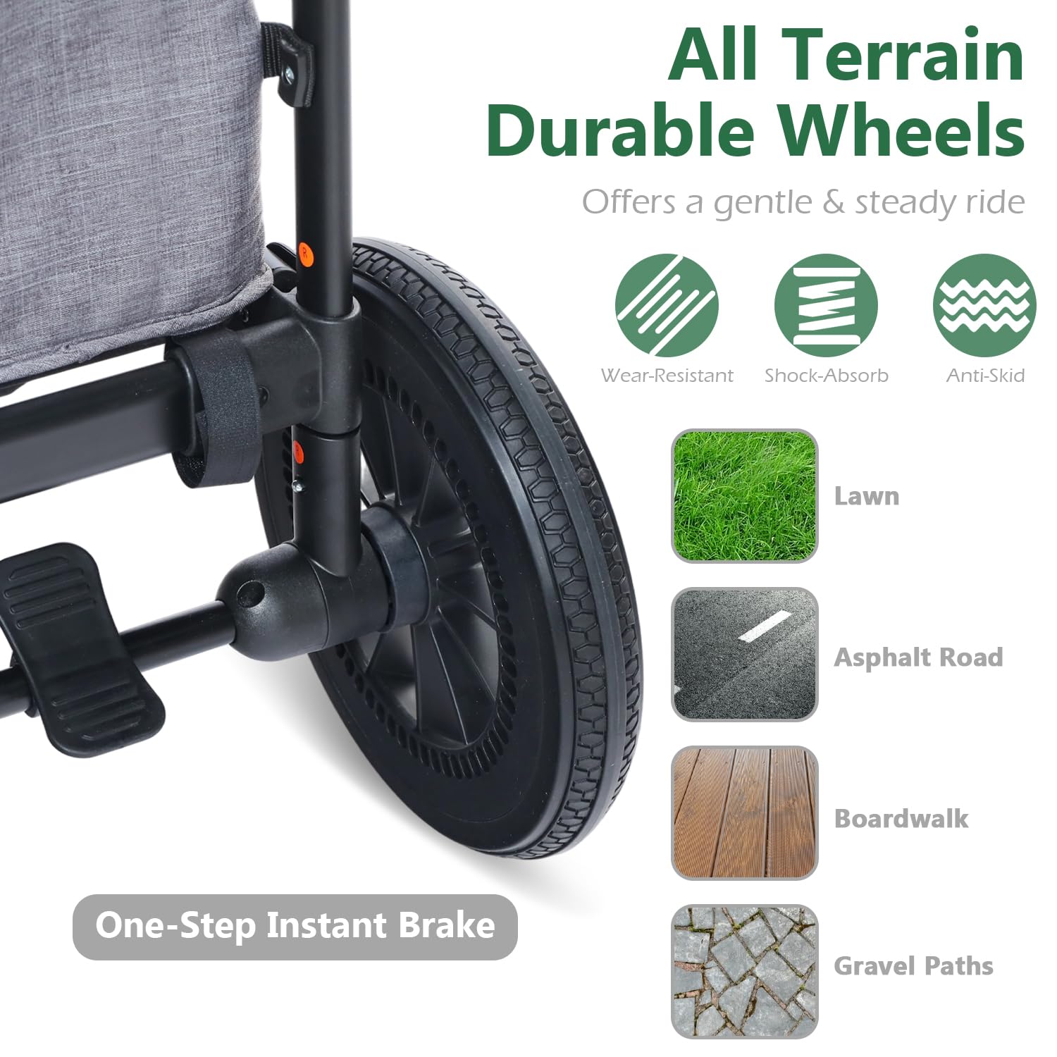 All-Terrain Folding Wagon Stroller for 2 Kids