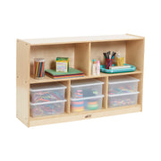 5-Compartment Mobile Storage Cabinet, 30in, Classroom Furniture, Natural