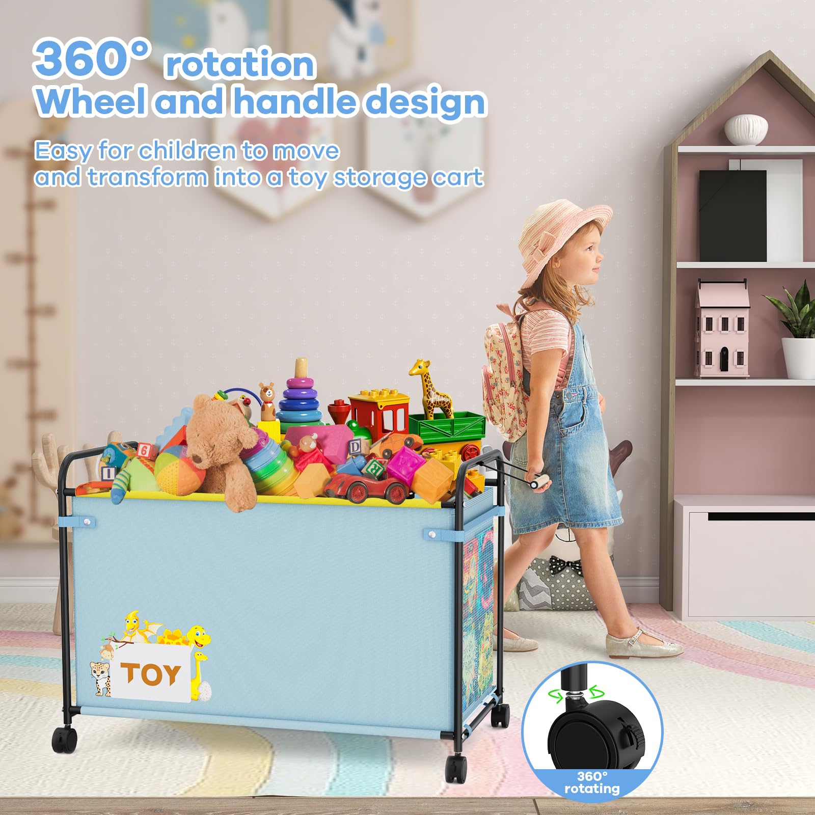 Extra Large Toy Box, 180L Toy Storage Organizer with Wheels