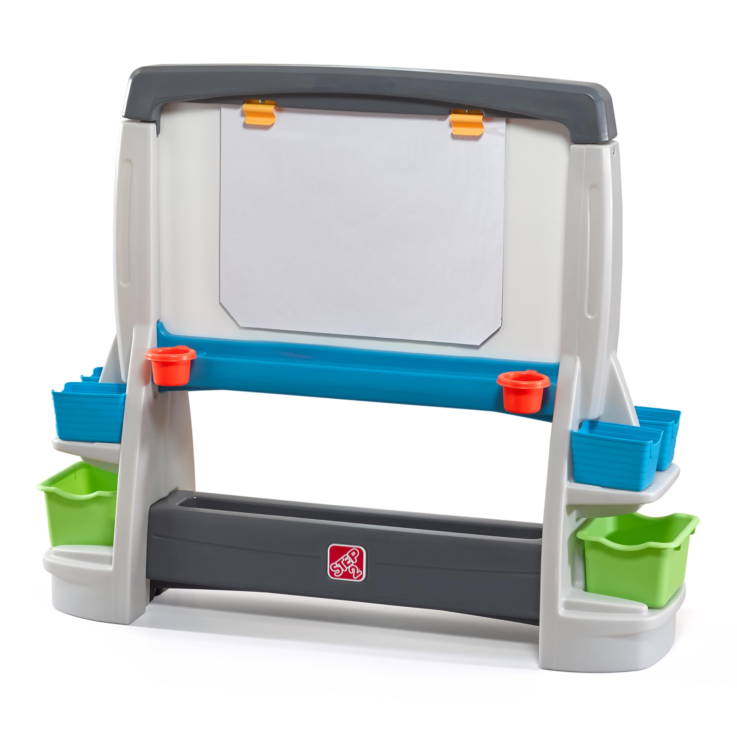 Step2 Jumbo Art Easel, Kids Activity Table, Double-Sided Art Board, Made of Durable Plastic, Includes Bins for Storage, For Toddlers 3+ Years Old