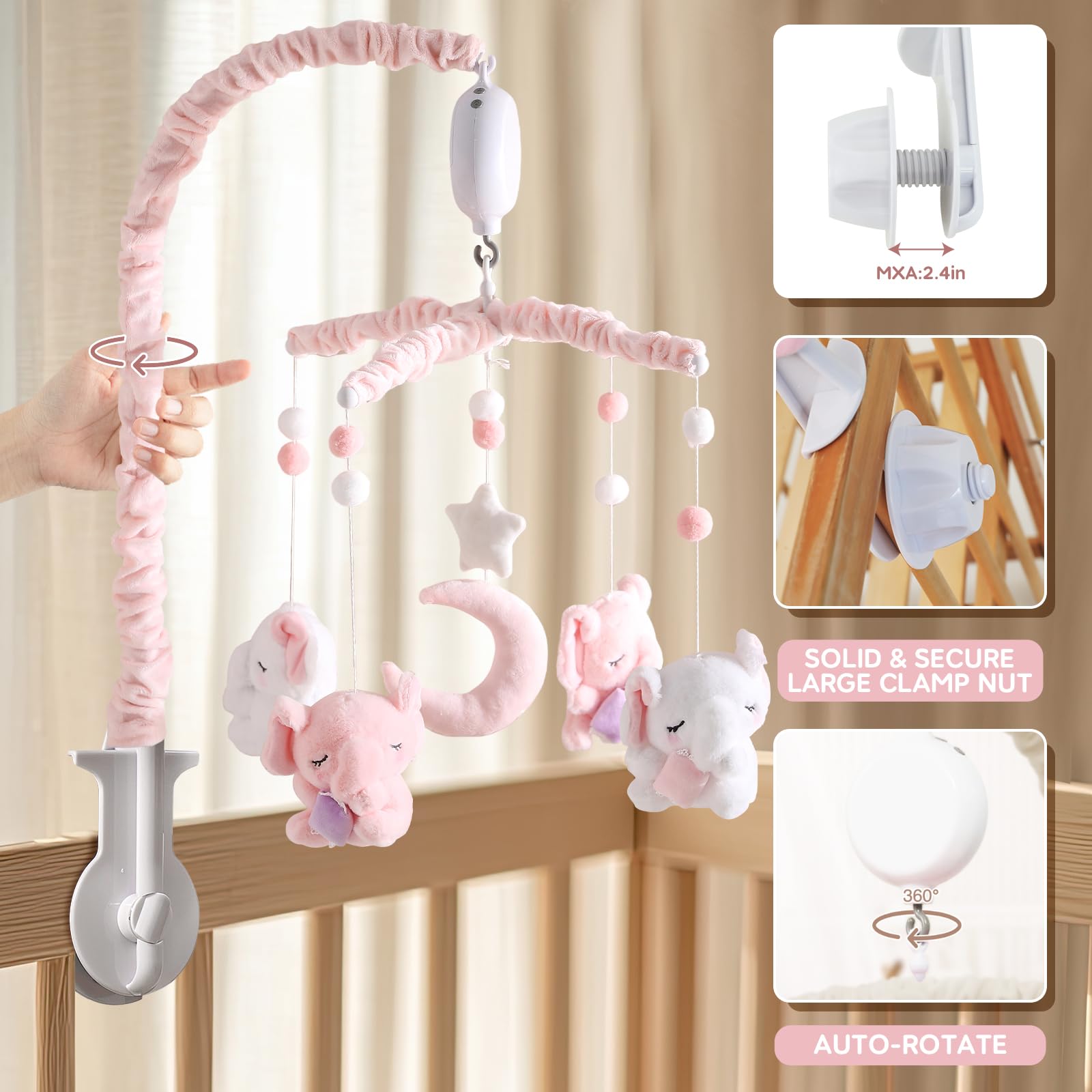 Elephant Crib Mobile with Musical Box