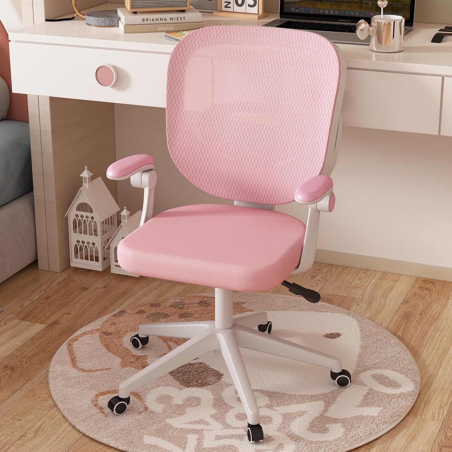 Boys Girls Desk Chair with Adjustable Armrests, Kids Desk Chair with Wheels