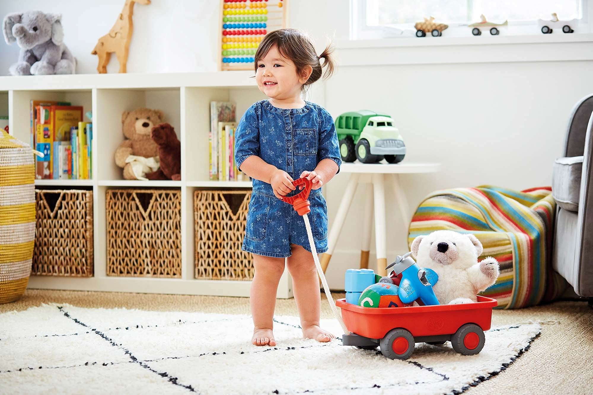 Wagon, Orange - Pretend Play, Motor Skills, Kids Outdoor Toy Vehicle. No BPA