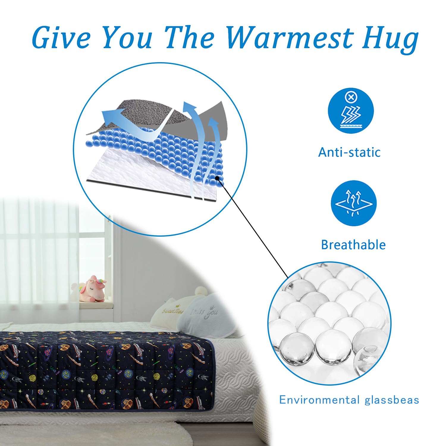 Weighted Blanket for Kids and Teens Navy Space 7 lbs