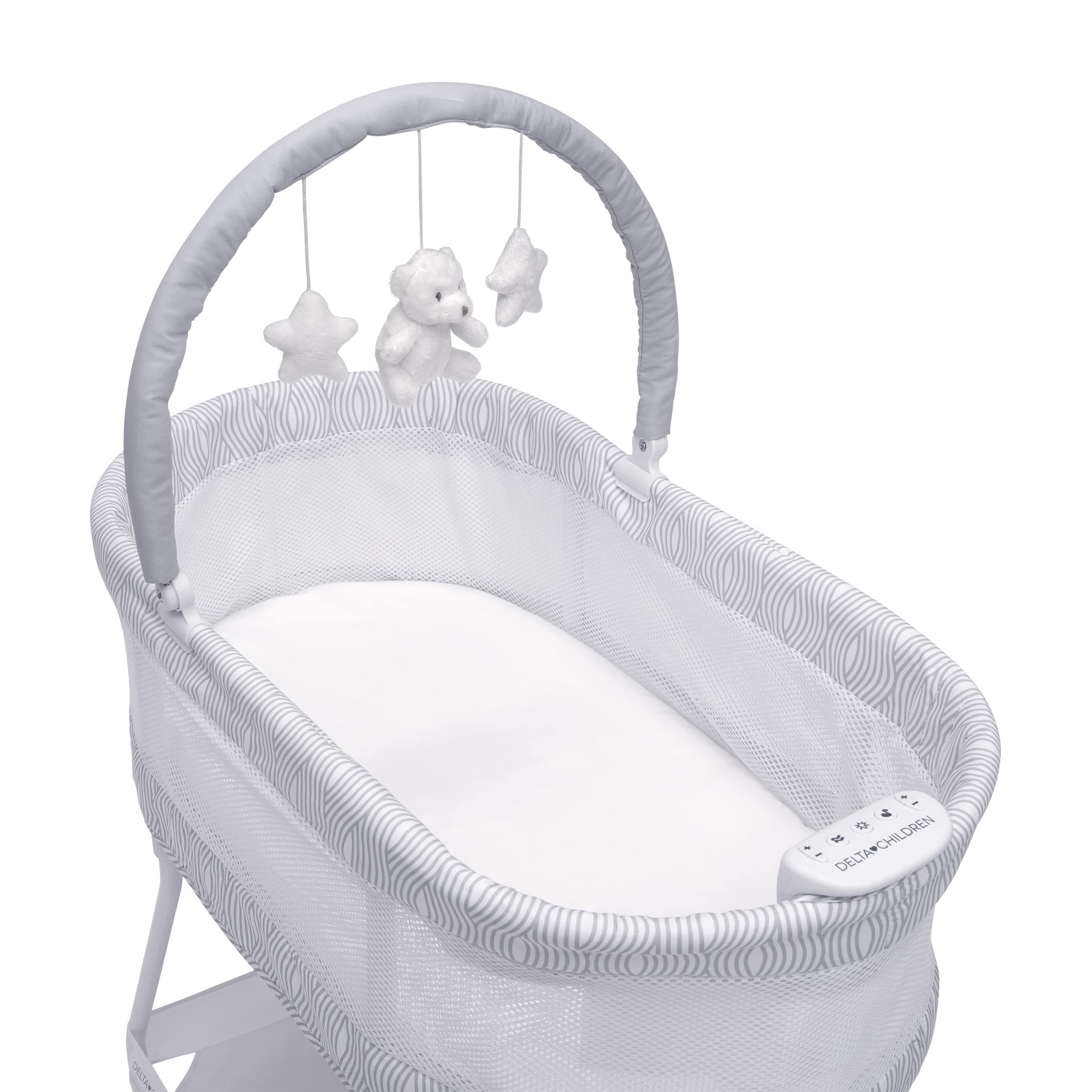 Curve Bassinet with Mesh Sides and Vibration