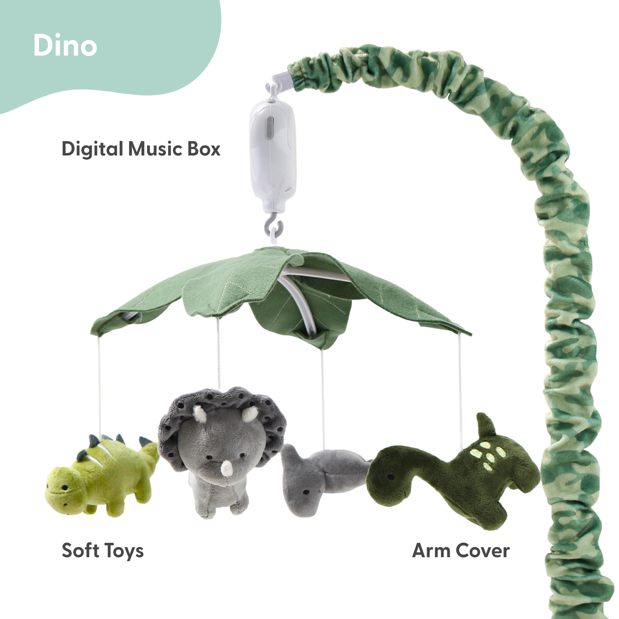 Dinosaur Crib Mobile with Music and Rotating Toys