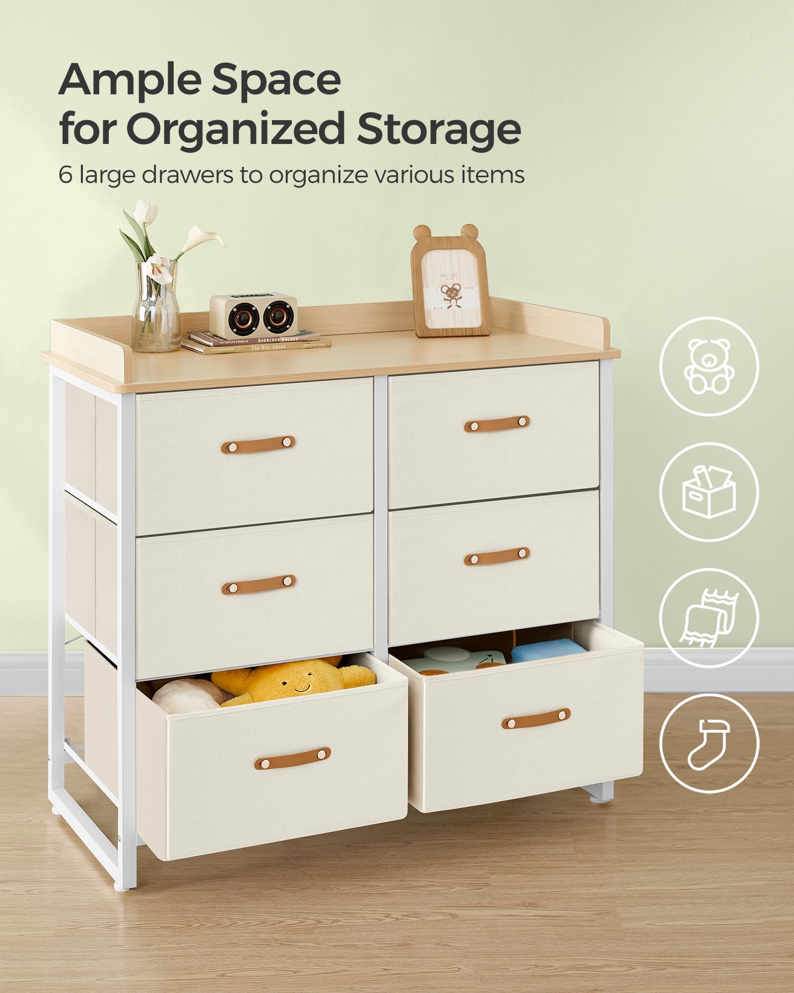 Kids Dresser with 6 Drawers Water-Resistant Storage Organizer