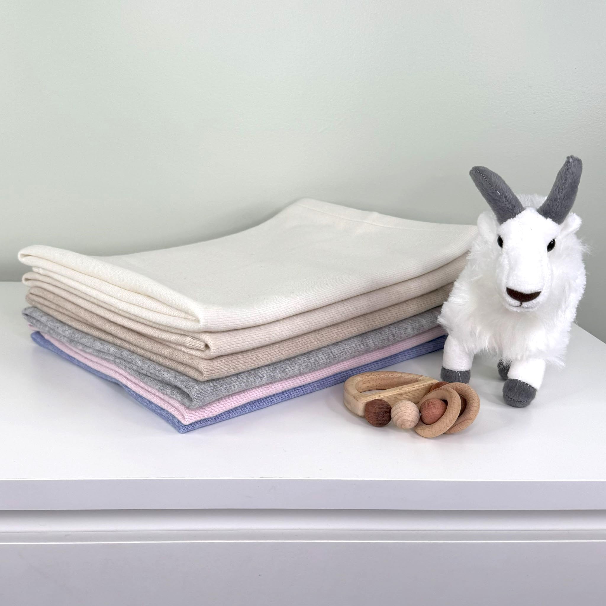 Cashmere Receiving Blanket with Hood in Natural - Unisex, 30” x 30”