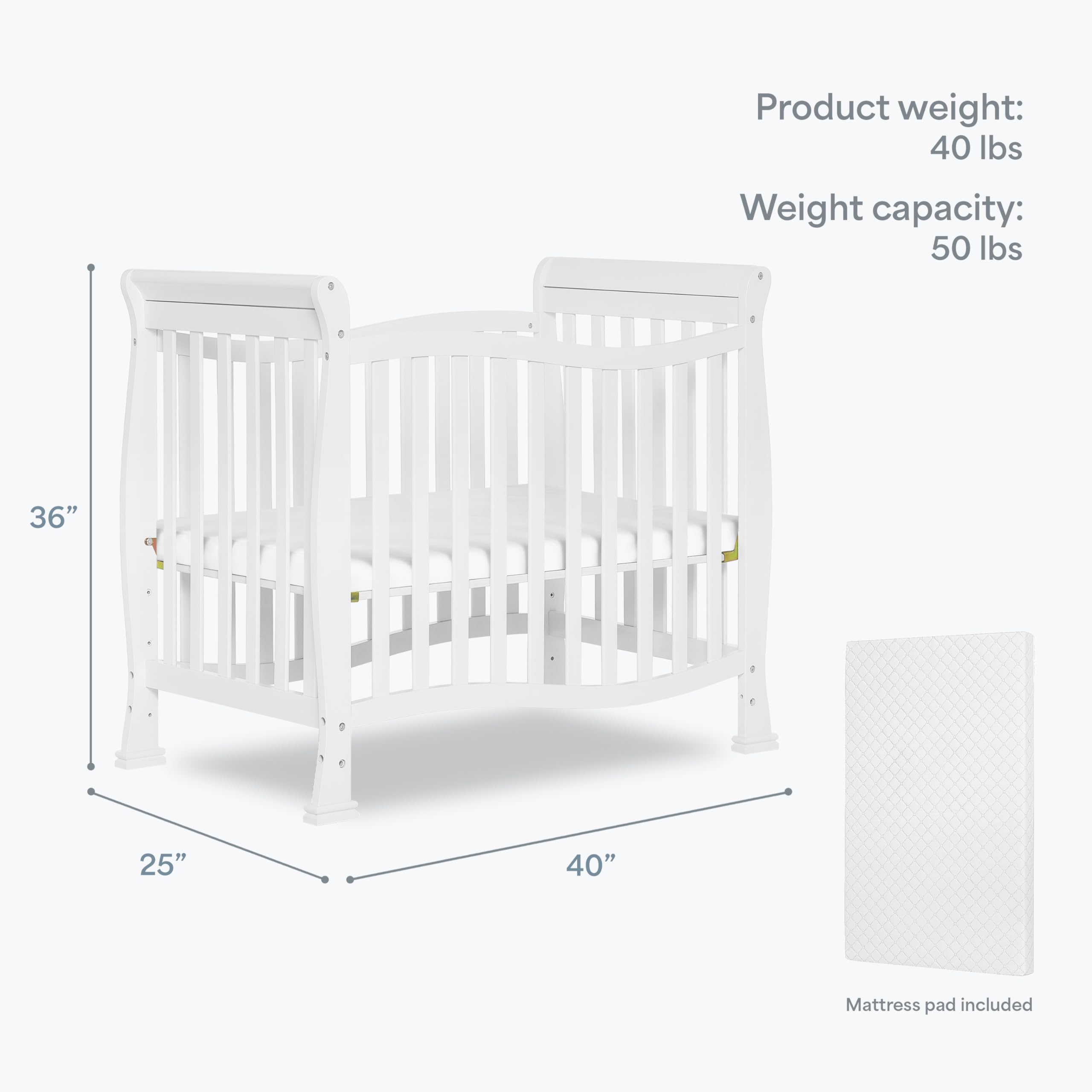 4-in-1 Convertible Mini Crib with Adjustable Mattress Height