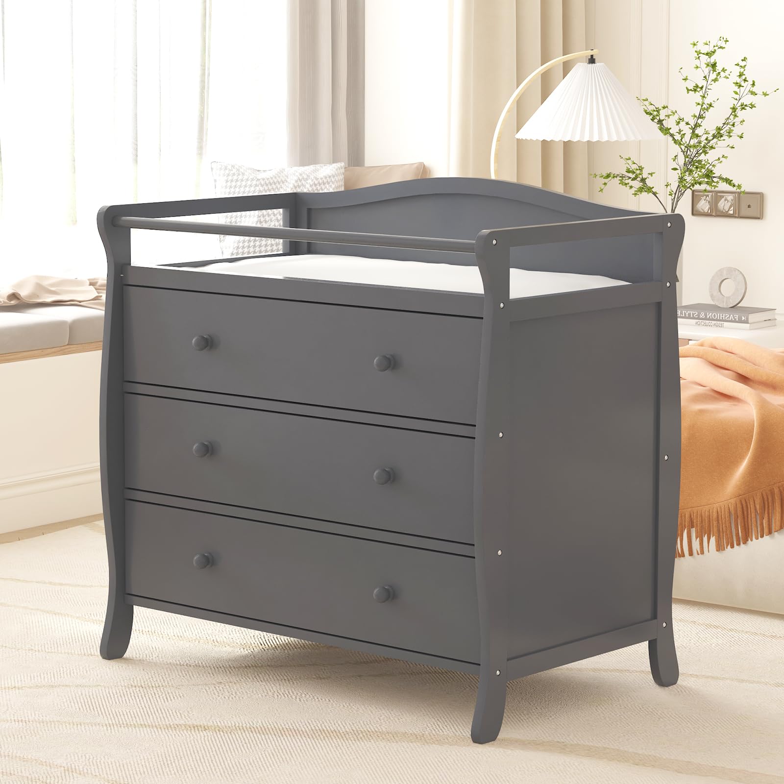 Wooden Baby Changing Table with 3 Drawers