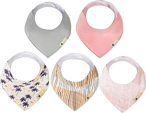 Magnetic Bandana Drool Bibs 5-pack - Magnetic Closure Baby Bibs