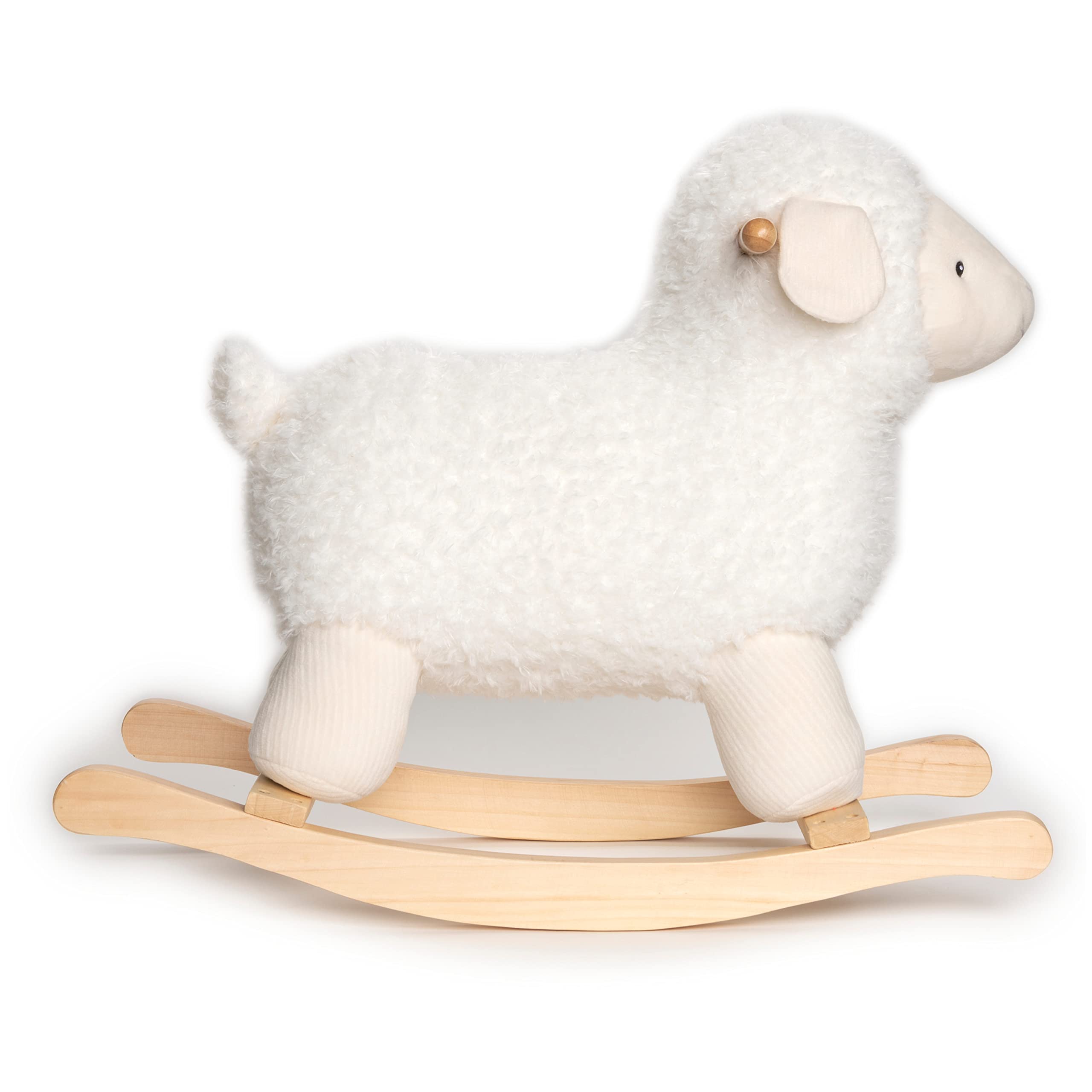 Rocker with Wooden Base Plush Stuffed Animal Nursery, Cream, 21.5"