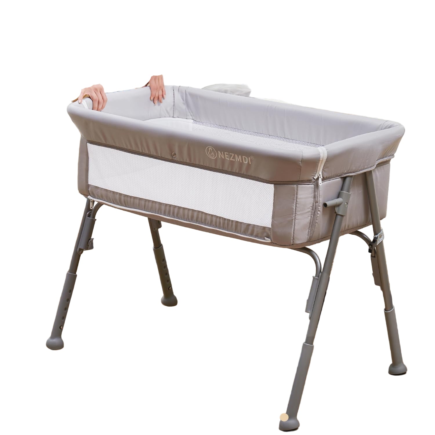 Baby Bassinet Bedside Sleeper Crib with Mattress 5-Level Adjustable Height