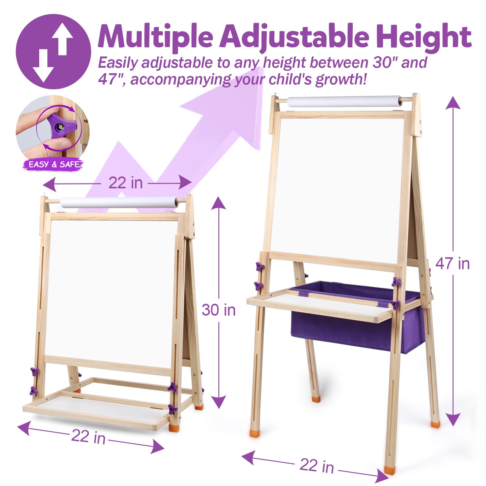 Adjustable Double-Sided Art Easel for Kids