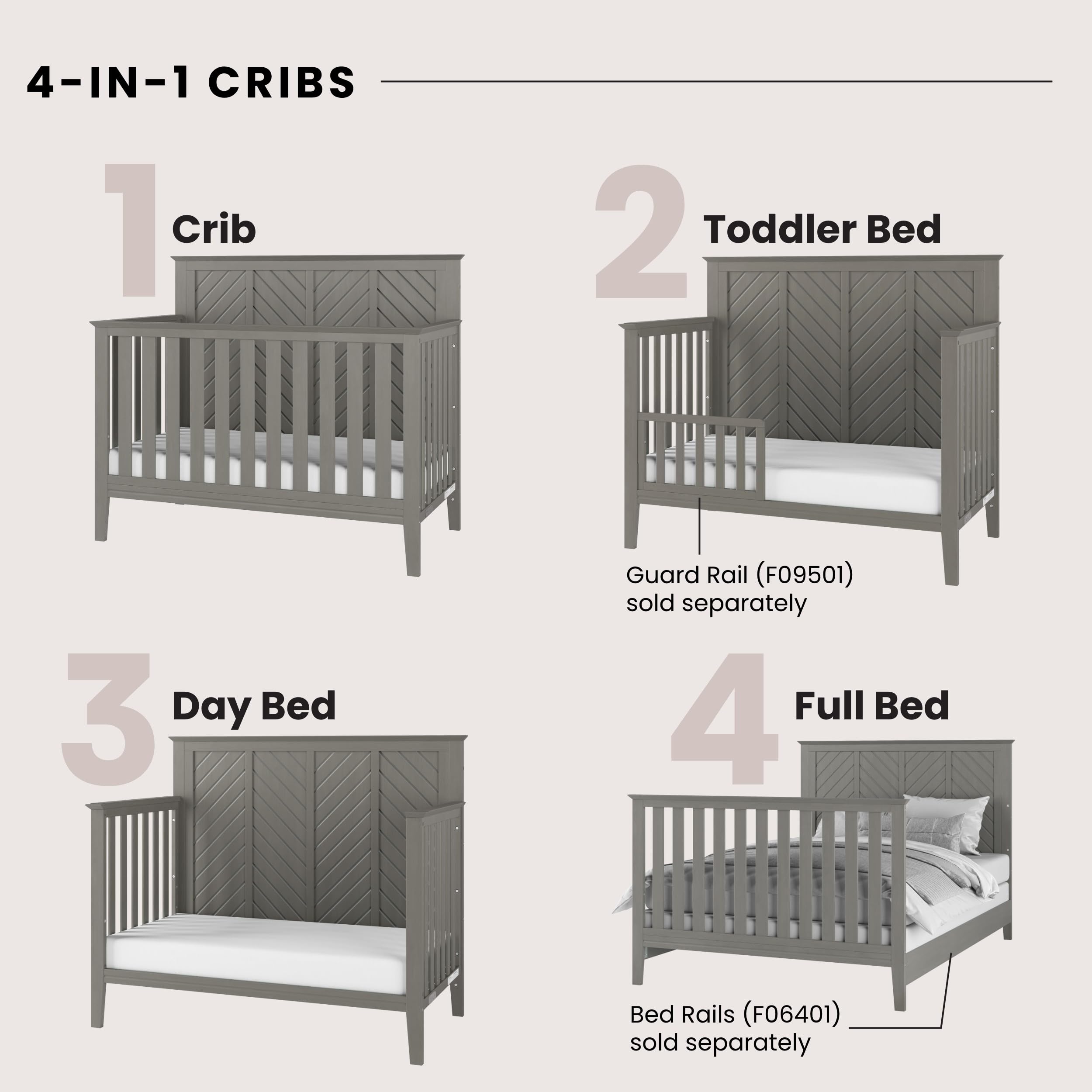 Child Craft Atwood Crib and Dresser Nursery Set, 2-Piece, Includes 4-in-1 Convertible Crib and 3-Drawer Dresser, Grows with Your Baby (Lunar Gray)
