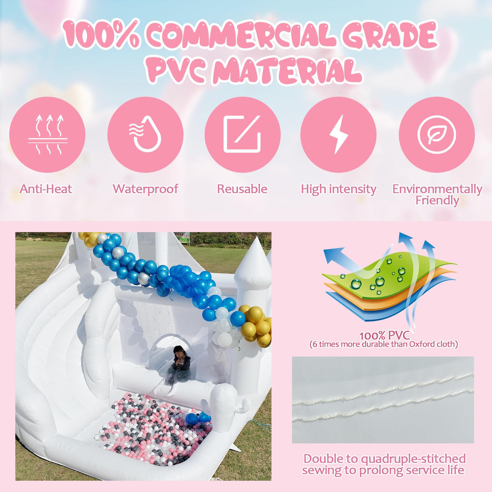 Commercial Inflatable Bounce House with Slide and Ball Pit