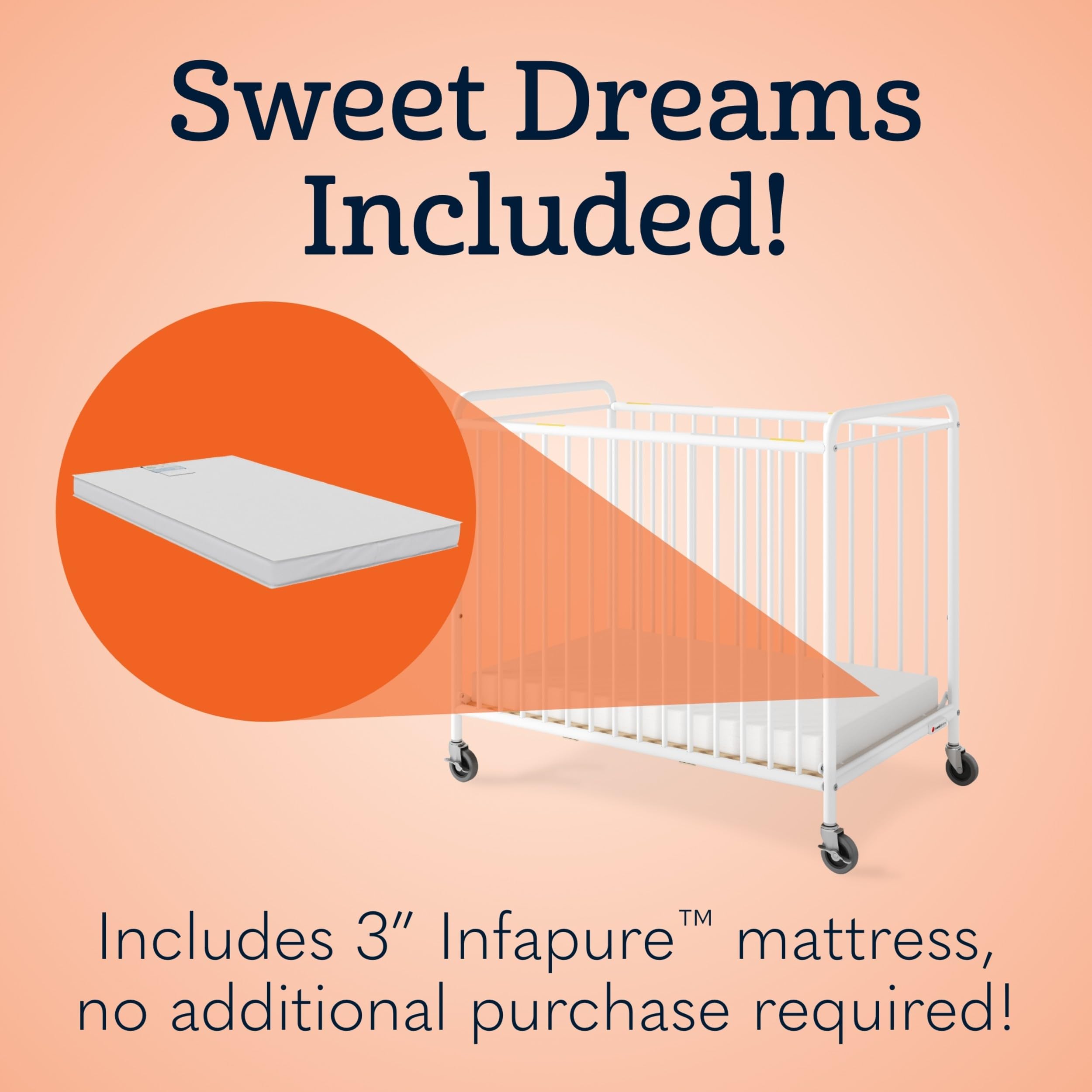 Compact Metal Daycare Crib with ClearView Panel