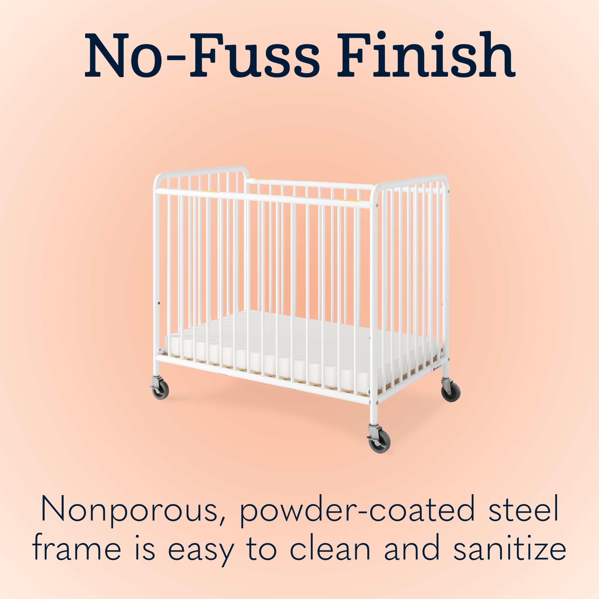 Metal Compact Daycare Crib with Adjustable Mattress
