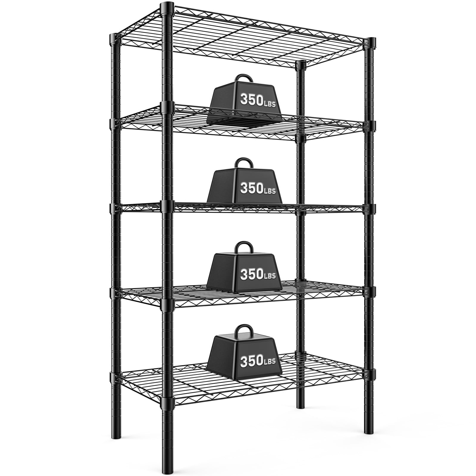 D 5 Tier Metal Wire Rack Shelf Heavy Duty Standing Shelves