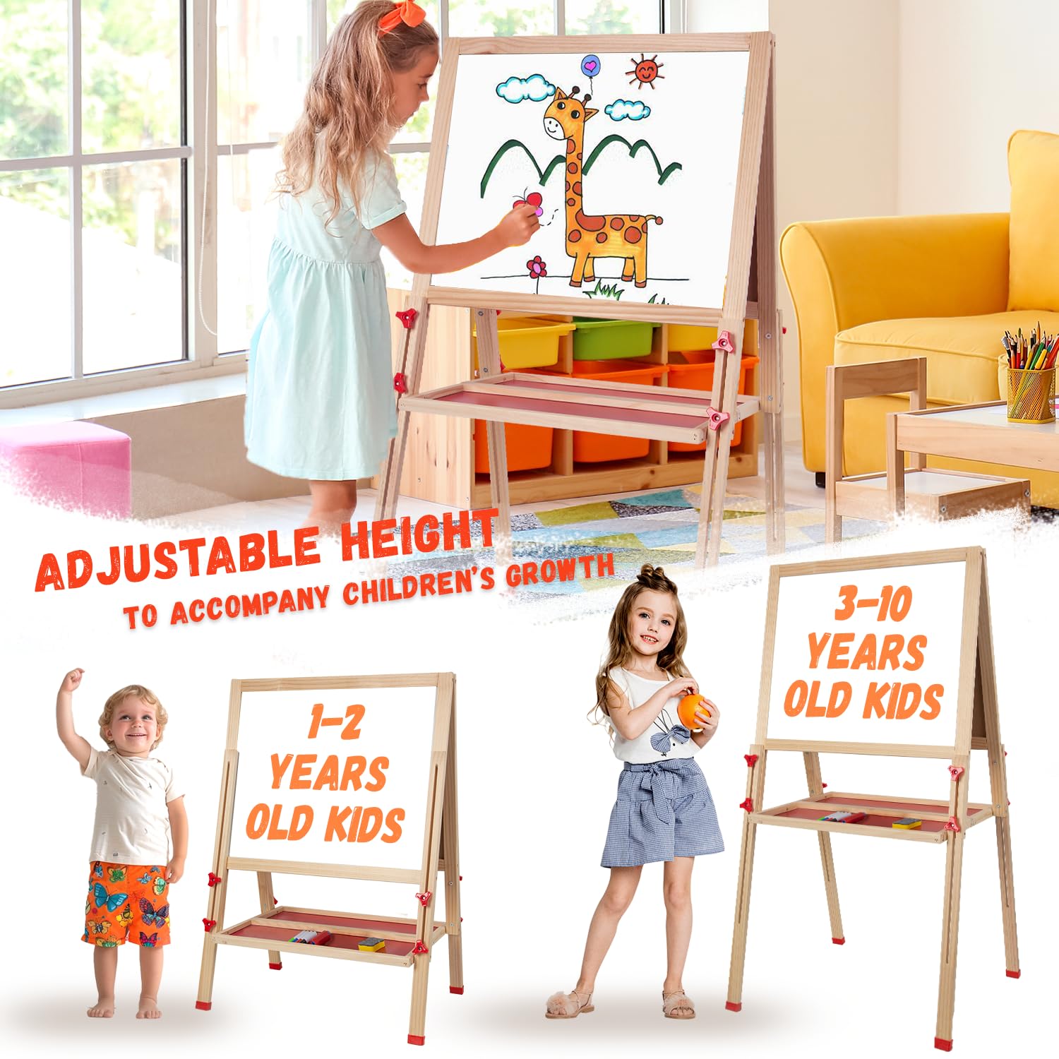 Double-Sided Adjustable Kids Art Easel