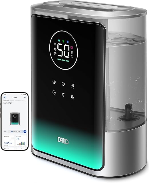 8L Smart Humidifiers for Bedroom 600ft², 80H Runtime Warm&Cool Supersized Mist