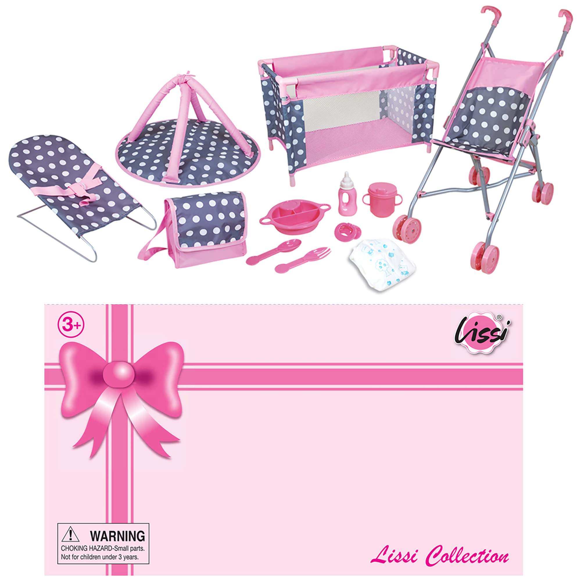 5 Piece Doll Nursery Playset with Accessories