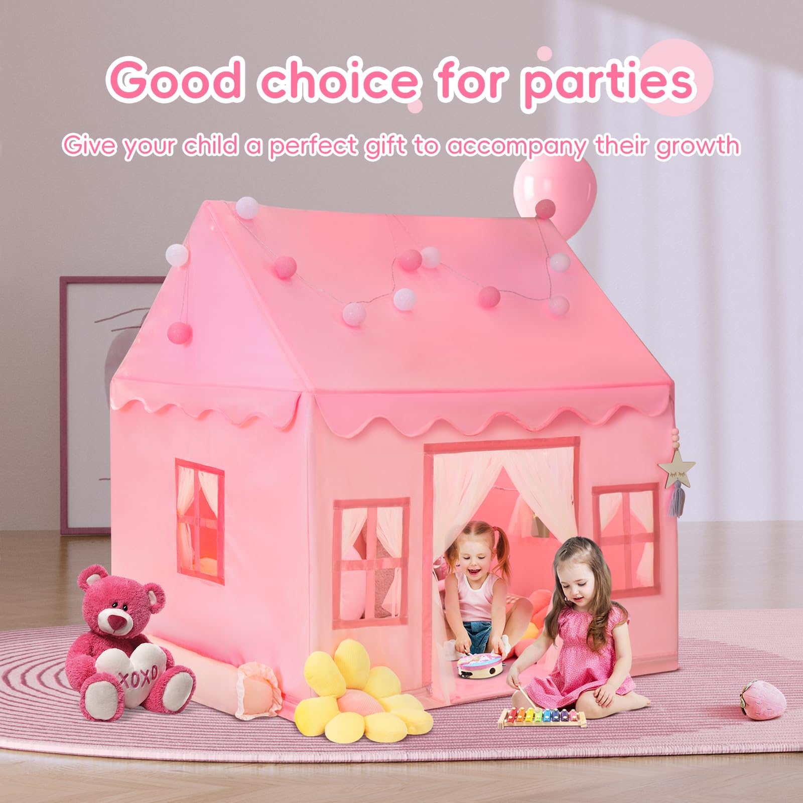 Kids Play Tent Playhouse with Star Lights and Accessories