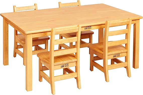 24in x 48in Rectangular Hardwood Table with 20in Legs and Four