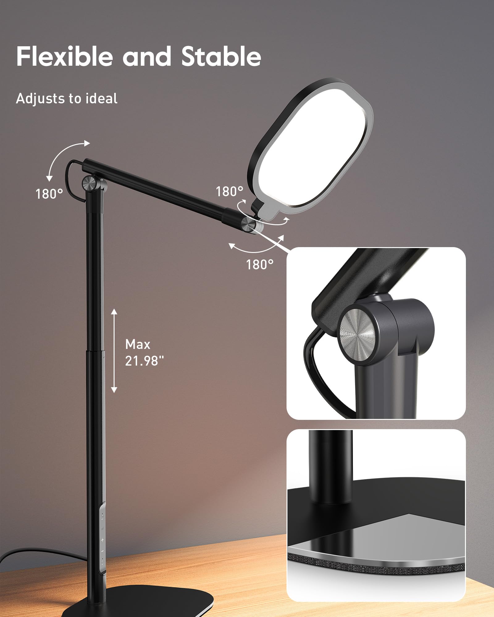 LED Desk Lamp with Adjustable Height and 50 Lighting Modes