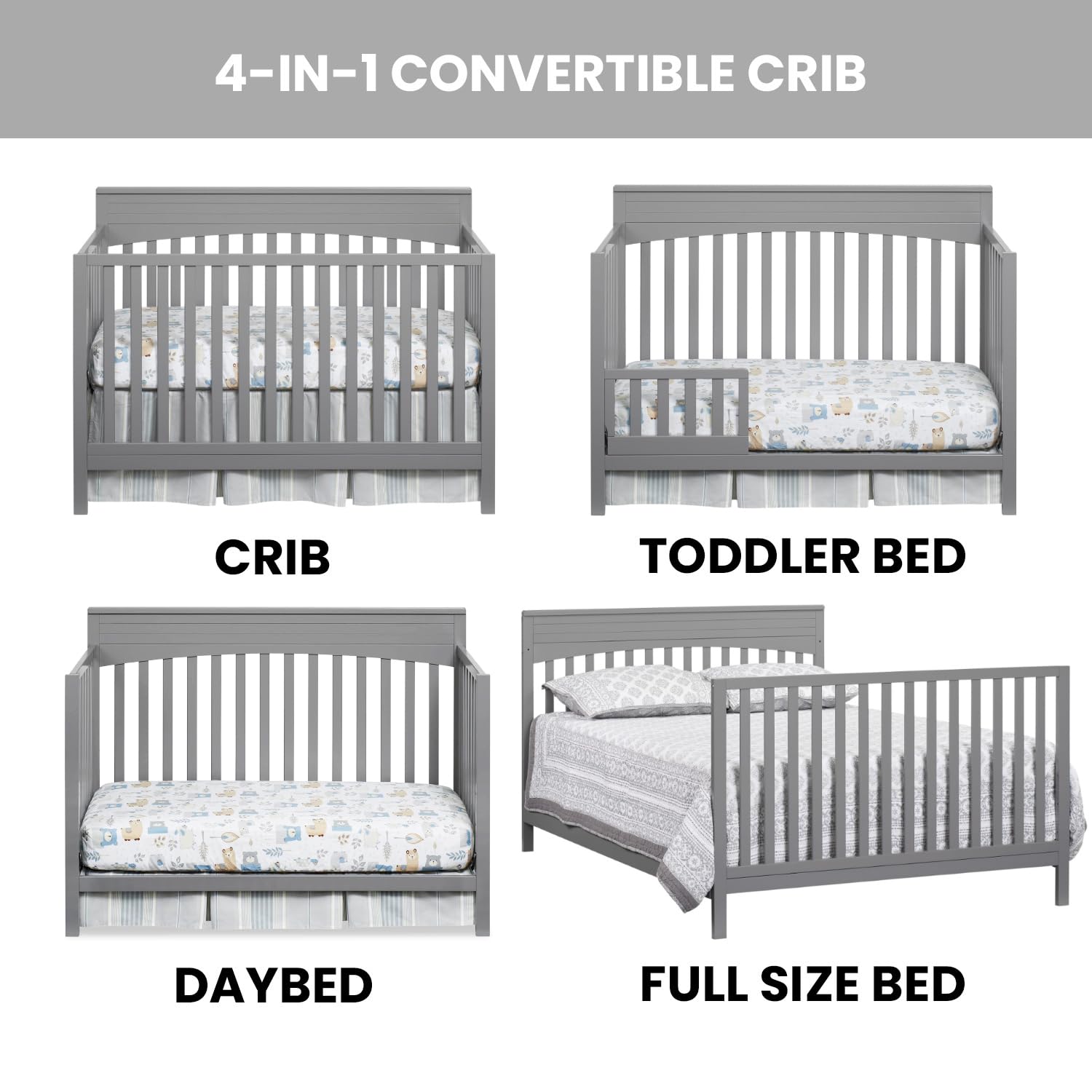 4-in-1 Convertible Crib Dove Gray