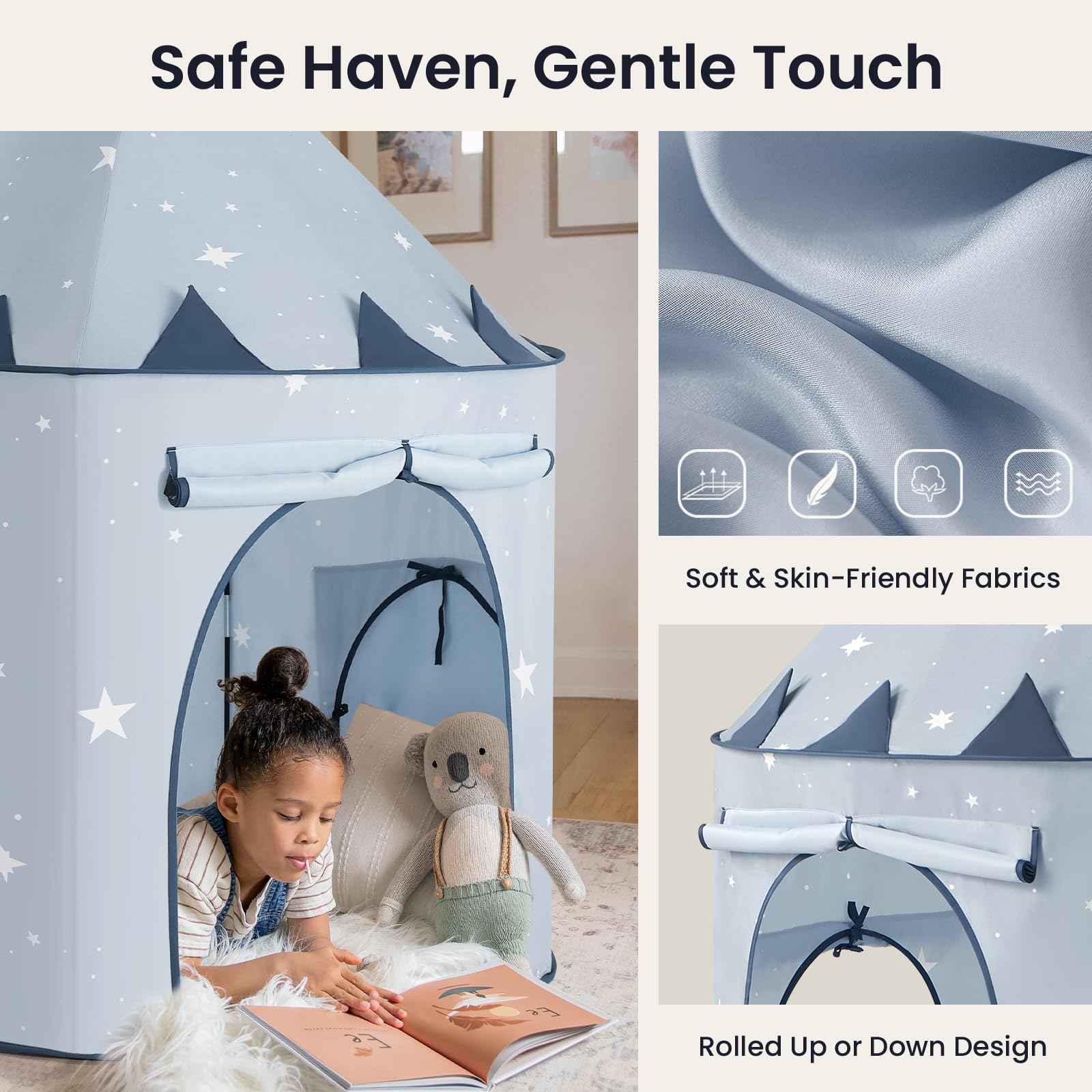 Tiny Land 3-in-1 Baby Tunnel for Toddlers with Ball Pit & Play Tent, Pop Up Crawl Tunnel for Kids, Indoor/Outdoor Play Tunnel, Foldable Baby Crawling Tunnel Toy (Blue)