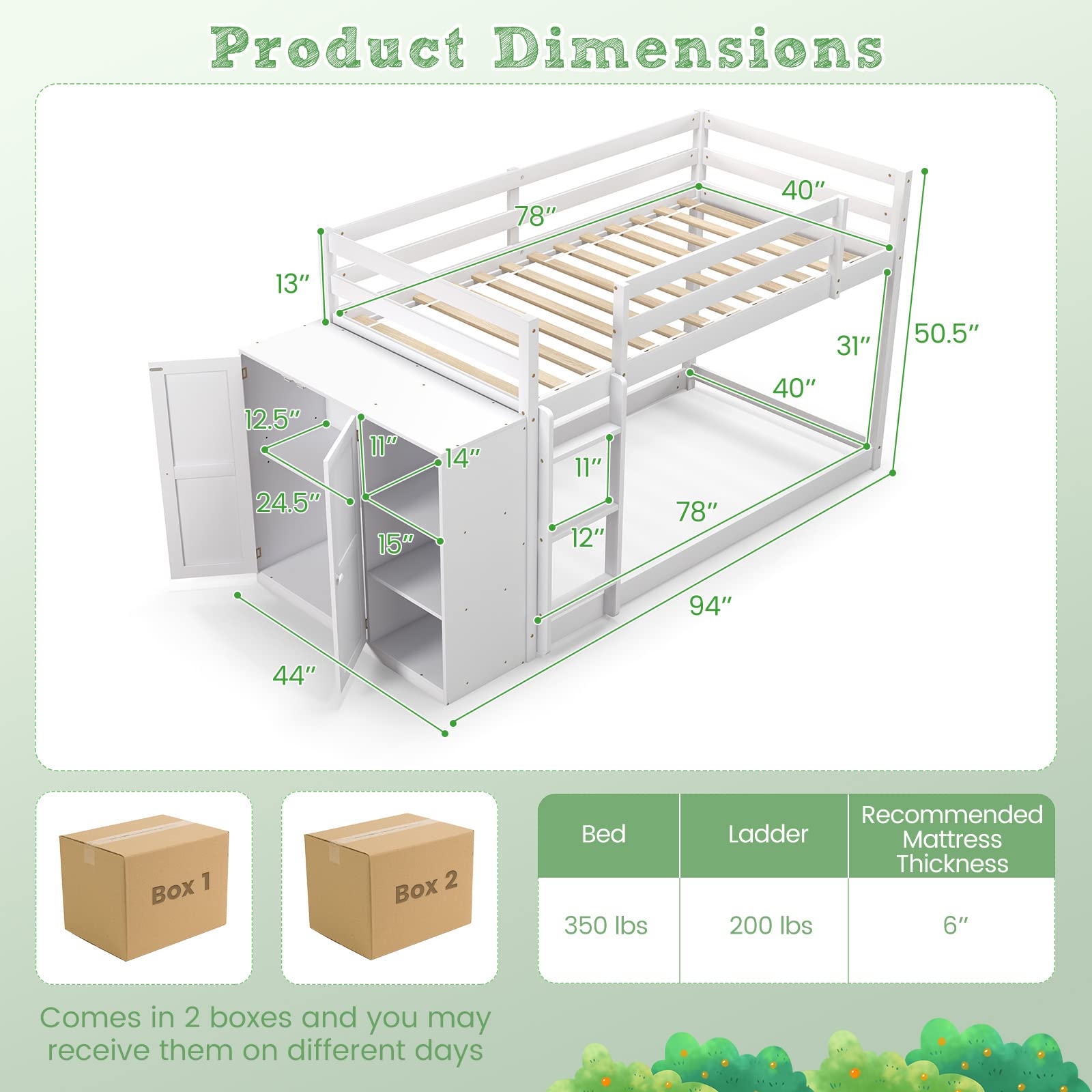 Twin Over Twin Bunk Bed with Storage Shelves