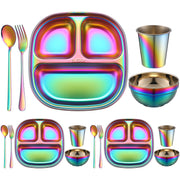Pcs Stainless Steel Kids Dinner Set, 3 Bowls, 3 Balanced Bites Divided