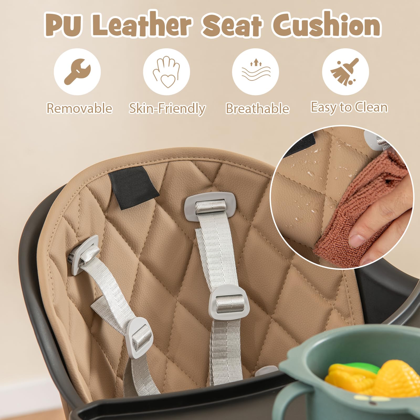 5-in-1 Convertible High Chair with Removable Tray